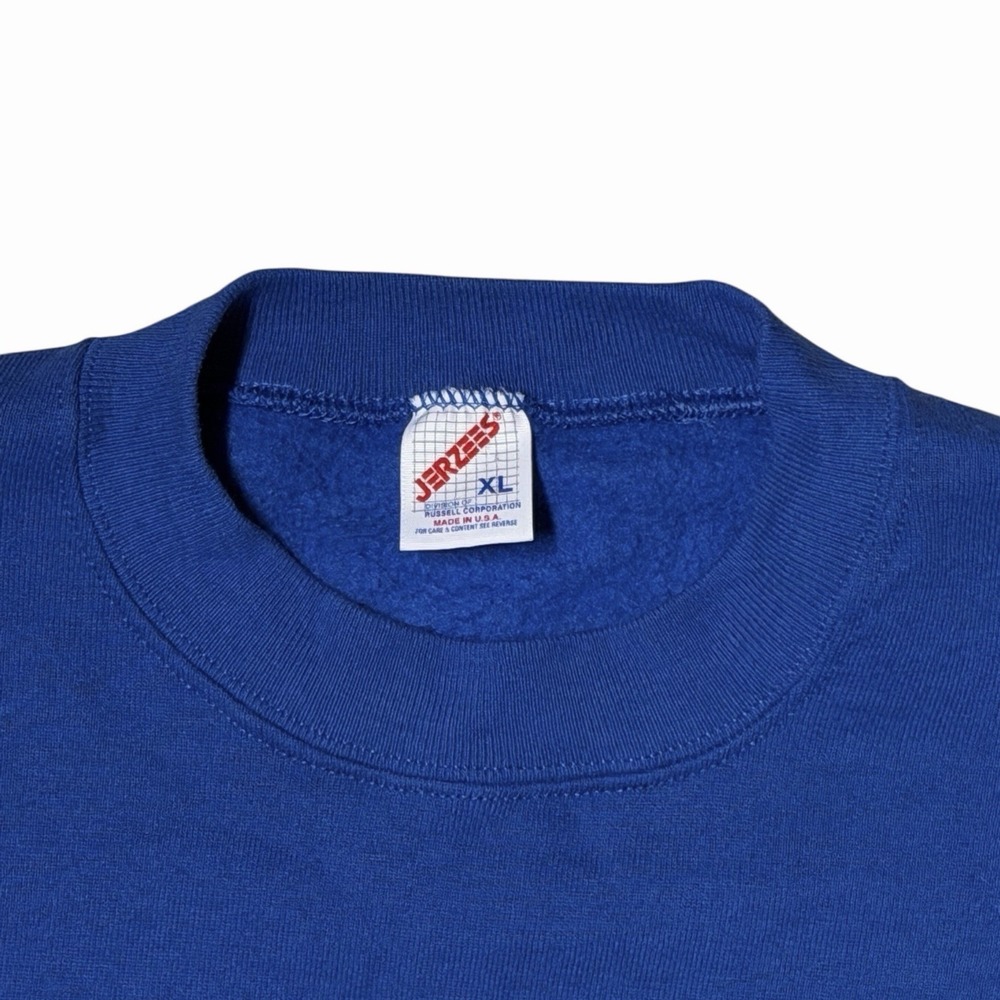 Vintage 90s Jerzees Blank Crewneck Sweatshirt Royal Blue Men's Size XL USA - Picture 4 of 6
